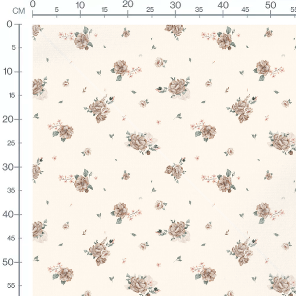 Tissu - Bouquets floraux sur fond crème