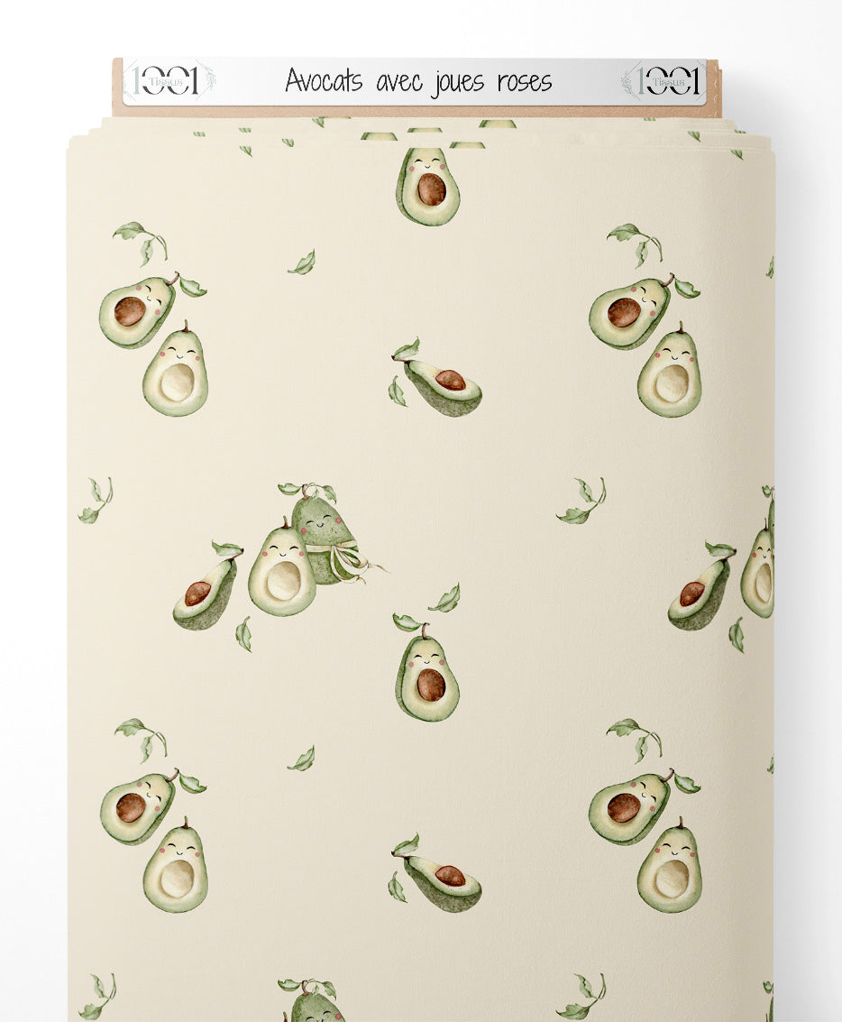 Tissu - Avocats avec joues roses