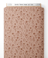 Tissu - Variété florale brune sur rose