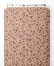 Tissu - Variété florale brune sur rose