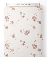 Tissu - Fleurs roses sur fond clair