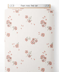 Tissu - Fleurs roses sur fond clair