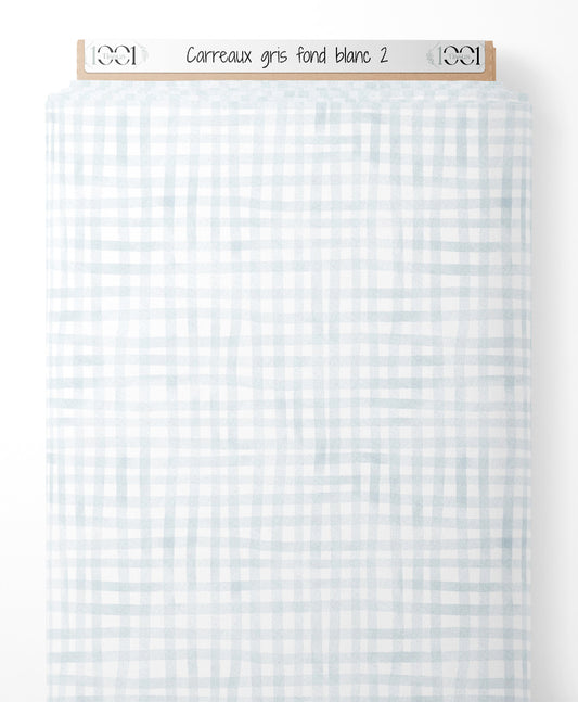 Tissu - Carreaux gris sur fond blanc 2