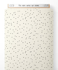 Tissu - Pois noirs variés sur crème