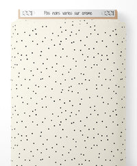 Tissu - Pois noirs variés sur crème
