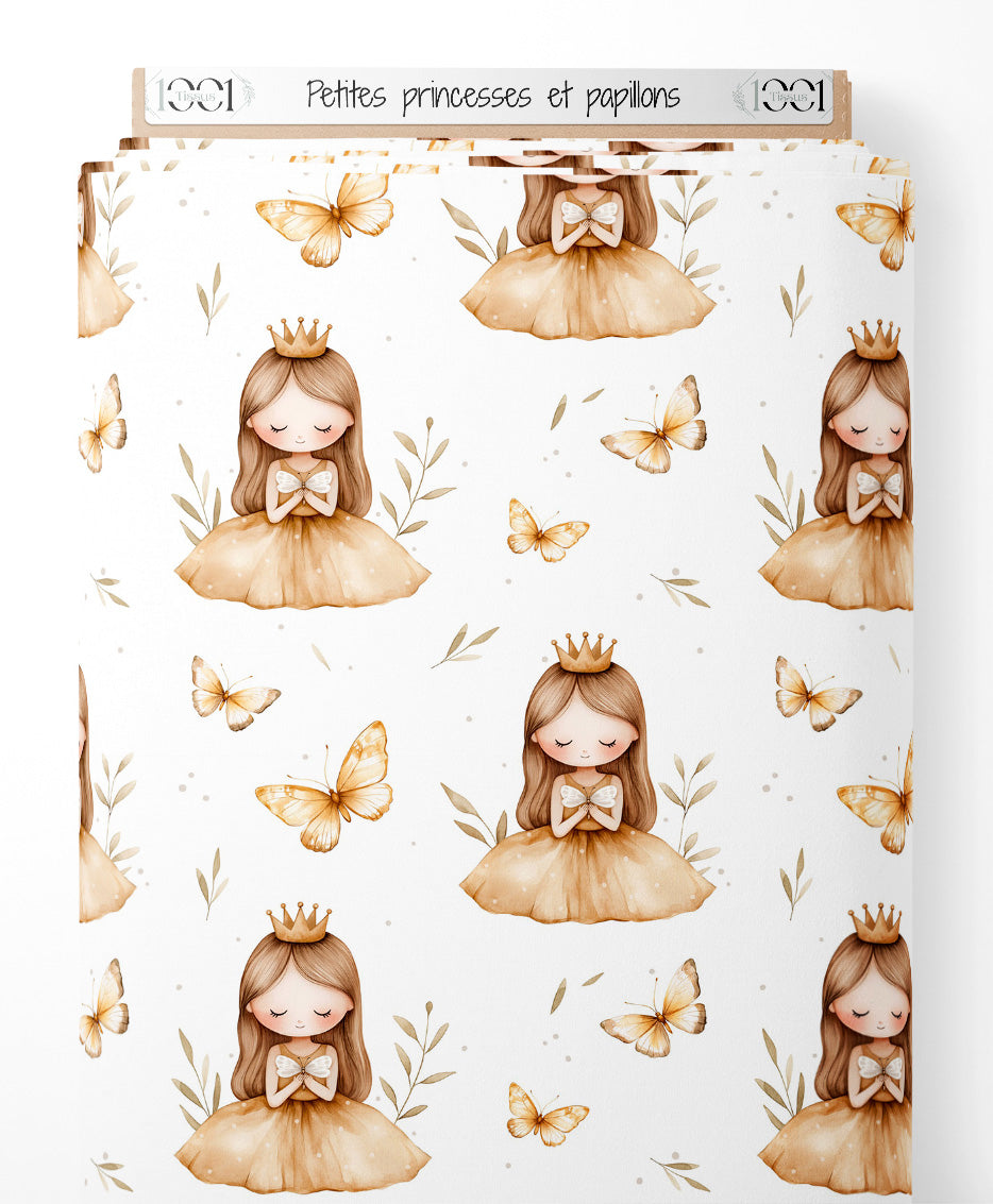 Tissu - Petites princesses et papillons