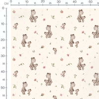Tissu - Oursons bruns et fleurs roses