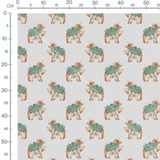 Tissu - Ours et lapin sur gris clair
