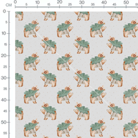 Tissu - Ours et lapin sur gris clair