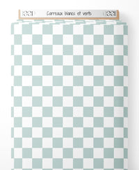 Tissu - Carreaux blancs et verts