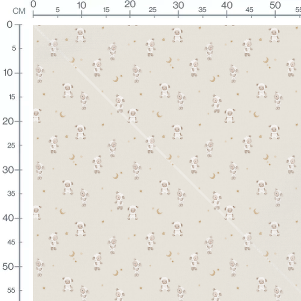 Tissu - Moutons et étoiles beige