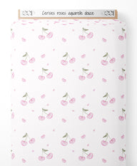 Tissu - Cerises roses aquarelle douce