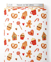 Tissu - Douceurs de Noël colorées