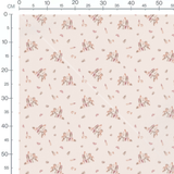 Tissu - Châteaux roses sur crème