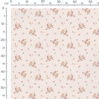 Tissu - Châteaux roses sur crème