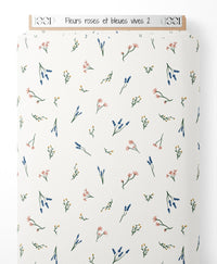 Tissu - Fleurs roses et bleues vives 2