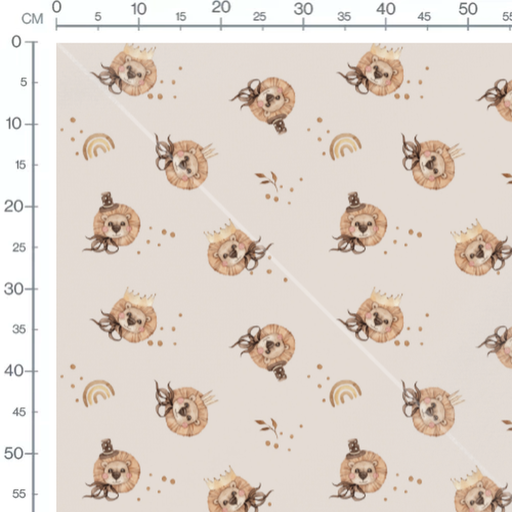 Tissu - Lions chapeautés et dorés