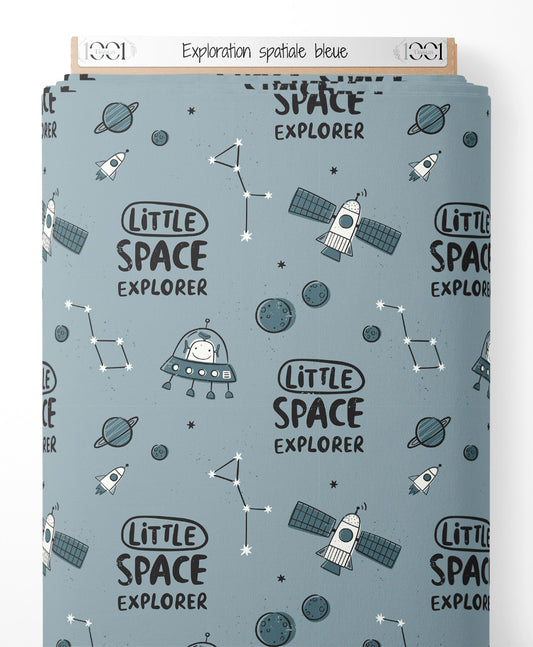 Tissu - Exploration spatiale bleue