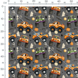 Tissu - Camions monstres Halloween