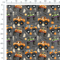 Tissu - Camions monstres Halloween