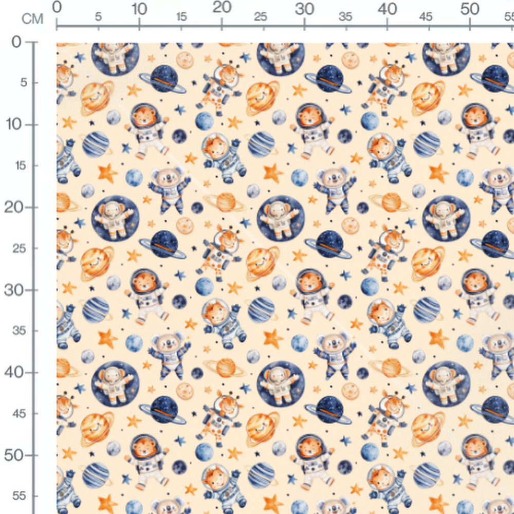 Tissu - Animaux joyeux dans l'espace