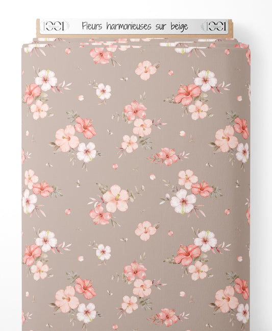 Tissu - Fleurs harmonieuses sur beige