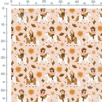 Tissu - Enfants cavaliers et chevaux