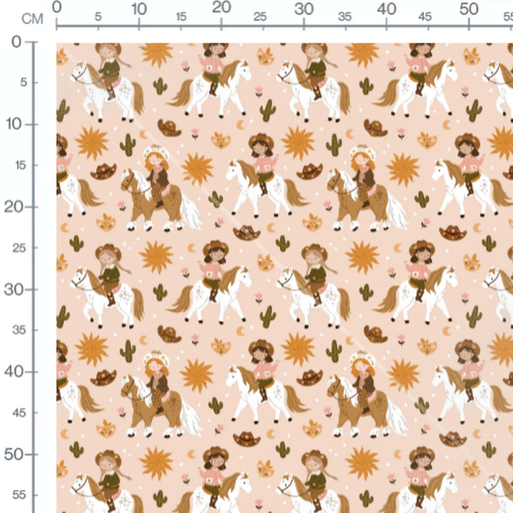 Tissu - Enfants cavaliers et chevaux