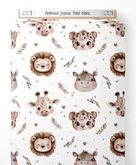 Tissu - Animaux joyeux sur fond blanc