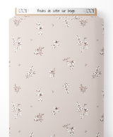Tissu - Boules de coton sur beige