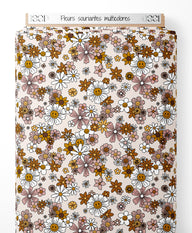 Tissu - Fleurs souriantes multicolores