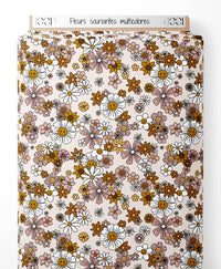Tissu - Fleurs souriantes multicolores