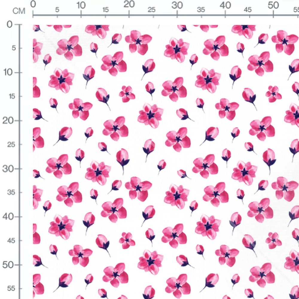 Tissu - Fleurs roses et violettes variées