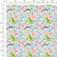 Tissu - Dinosaures aquarelle multicolores