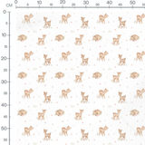 Tissu - Faons bruns et fleurs roses 2