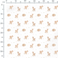 Tissu - Faons bruns et fleurs roses 2