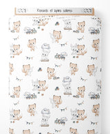 Tissu - Renards et lapins colorés