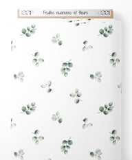 Tissu - Feuilles nuancées et fleurs