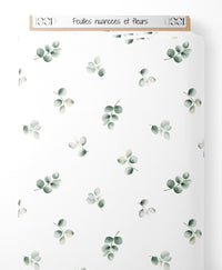 Tissu - Feuilles nuancées et fleurs