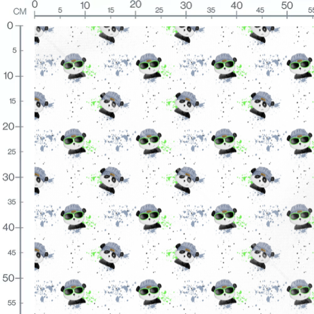 Tissu - Pandas avec lunettes et bonnet