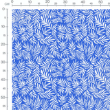 Tissu - Feuilles blanches sur bleu