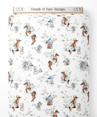 Tissu - Renards et faons féeriques