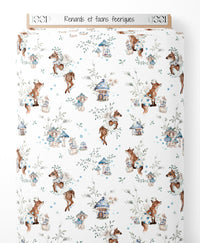 Tissu - Renards et faons féeriques