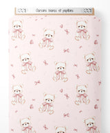 Tissu - Oursons blancs et papillons
