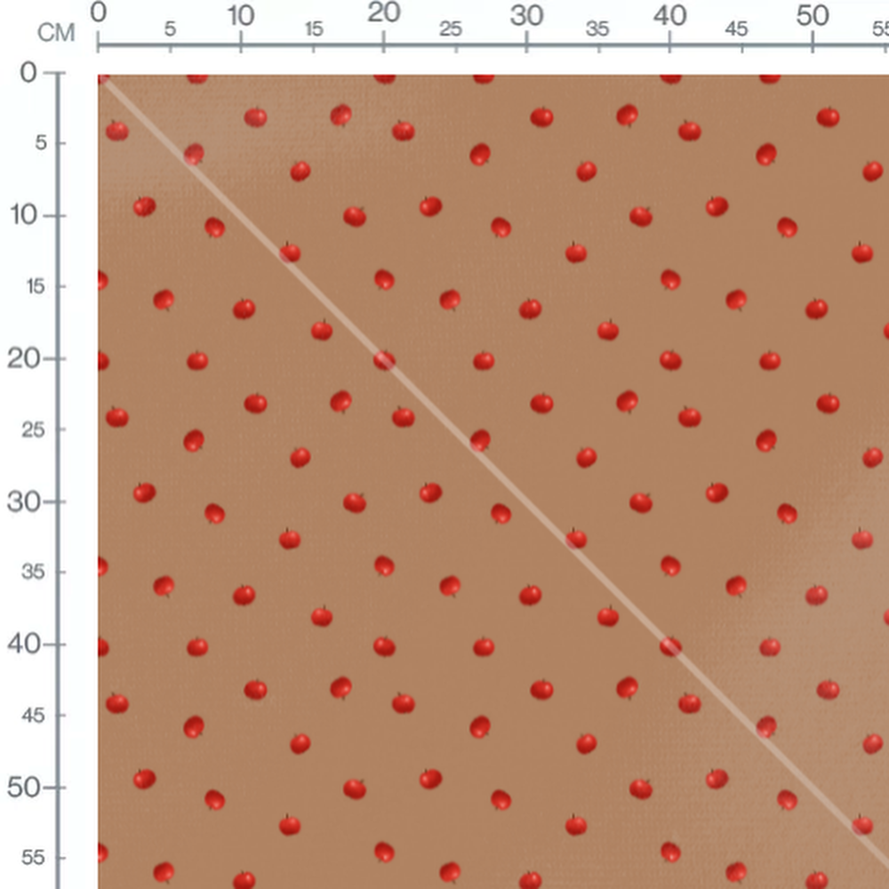Tissu - Pommes rouges sur fond brun