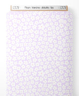Tissu - Fleurs blanches délicates lilas