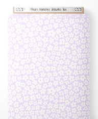 Tissu - Fleurs blanches délicates lilas