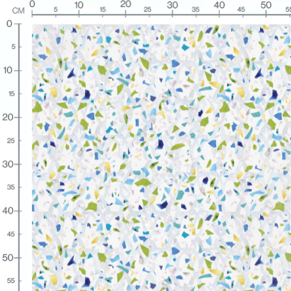 Tissu - Mosaïque bleue et verte