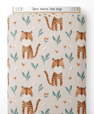 Tissu - Tigres marron sur fond beige