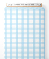 Tissu - Carreaux bleus clairs sur blanc